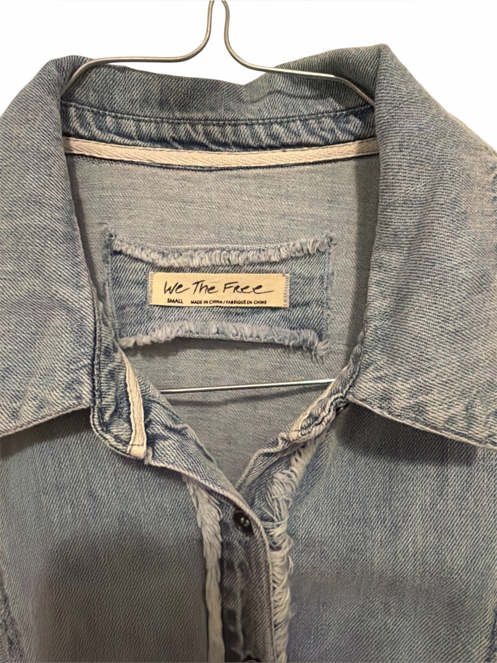 We The Free Light Blue Denim Button-Down Shirt